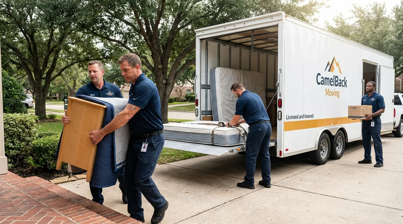 Crew loading residential truck for cross-state move from Bridgeville, PA