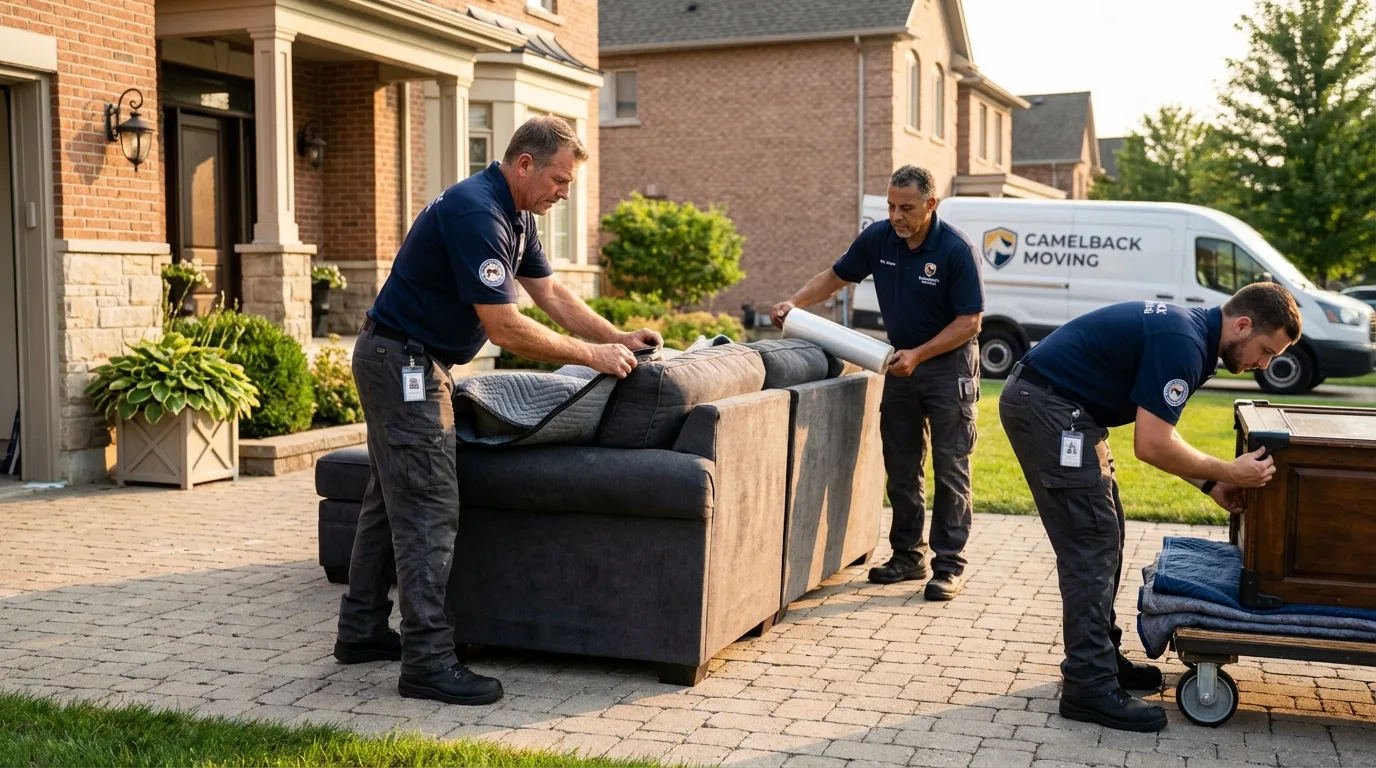 Large estate moving crew wrapping furniture in Bridgeville, PA