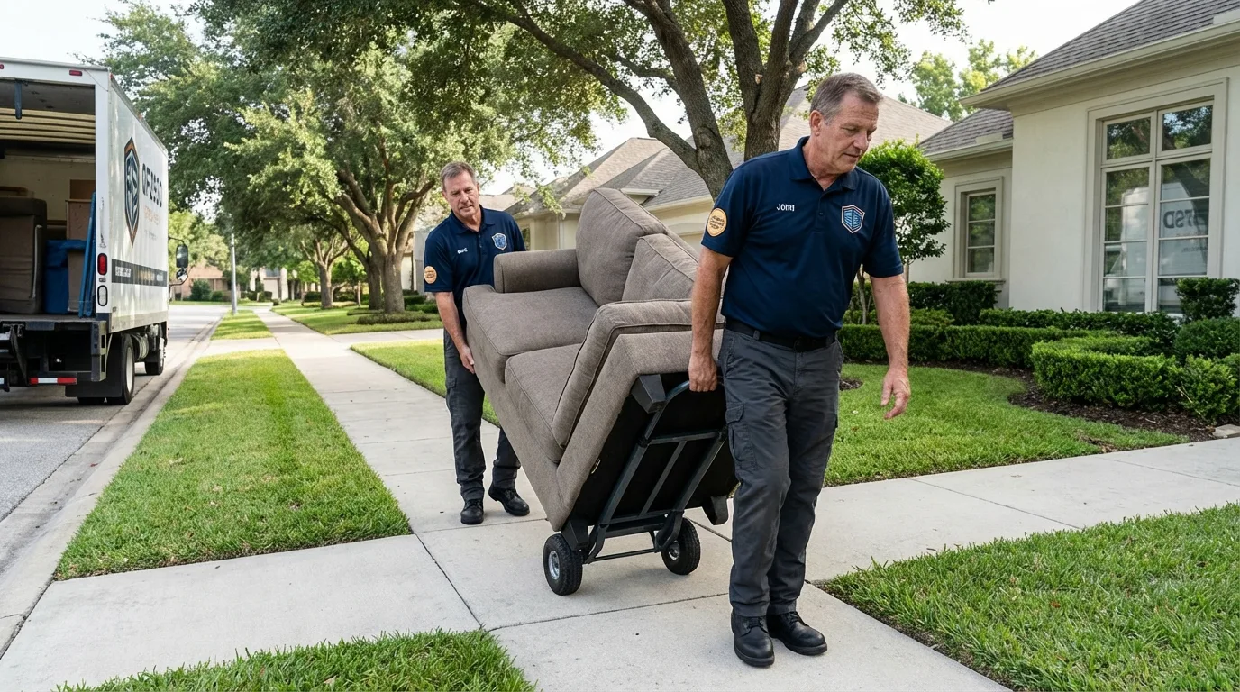 Local residential moving crew loading furniture in Bridgeville, PA